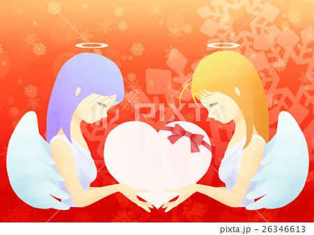 ツインハート天使(雪の結晶赤) ツインハート天使(雪の結晶赤) 26346613