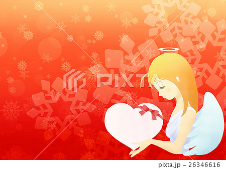 ハート天使b（雪の結晶赤） 26346616