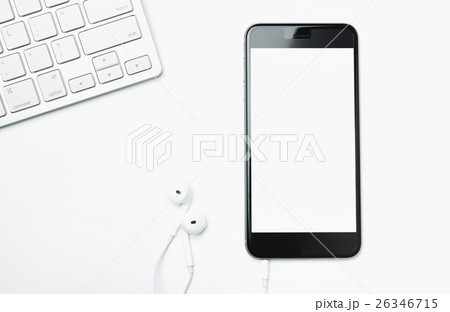 keyboard with smart phone on white background. keyboard with smart phone on white background. 26346715