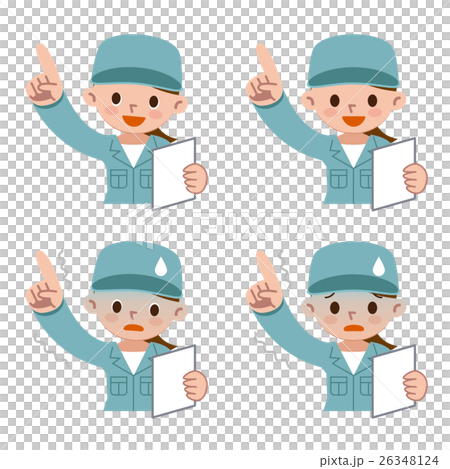 Set of pointing female workers - Stock Illustration [26348124] - PIXTA