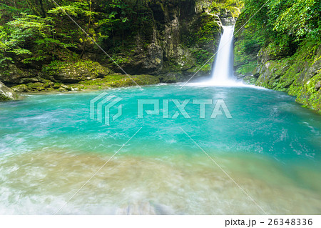 高知県の秘境にある神秘の滝壺 にこ渕 で 仁淀ブルーを体験せよ の写真素材