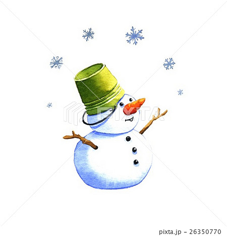 Snowman Watercolor Illustrationのイラスト素材