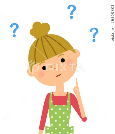 疑問をいだくエプロンの女性 26350833