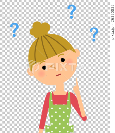 疑問をいだくエプロンの女性 26350833