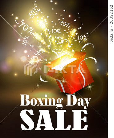 Boxing day background with open red box 26352162