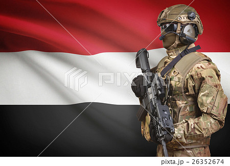Soldier with flag on background series - Yemen 26352674