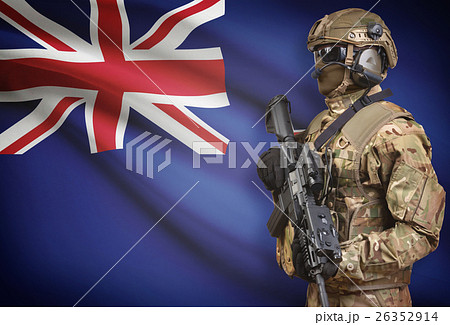 Soldier with flag on background - New Zealand 26352914