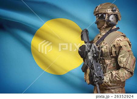 Soldier with flag on background series - Palau 26352924