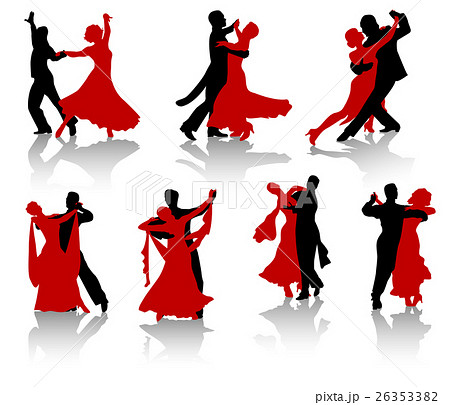 Silhouettes of the pairs dancing ballroom dances. Silhouettes of the pairs dancing ballroom dances. 26353382
