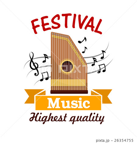 Music sign of folk musical instrument with notes 26354755