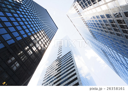 USA, New York State, New York City, Manhattan, Low angle view of office buildings 26358161