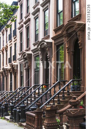 USA, New York State, New York City, Brooklyn, Facades and entrances of townhouses USA, New York State, New York City, Brooklyn, Facades and entrances of townhouses 26358236