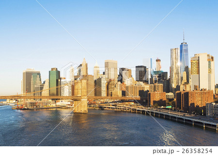USA, New York State, New York City, Manhattan, City skyline with Brooklyn Bridge USA, New York State, New York City, Manhattan, City skyline with Brooklyn Bridge 26358254
