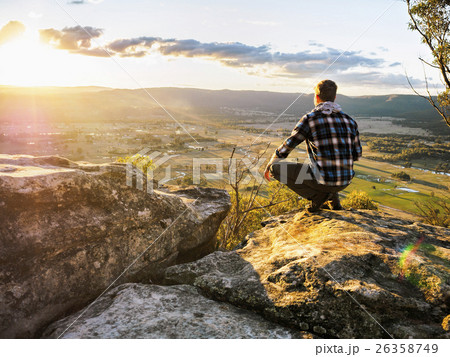 Australia, New South Wales, Man looking at view on Mount York 26358749