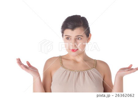Woman shrugged shoulders Woman shrugged shoulders 26362062