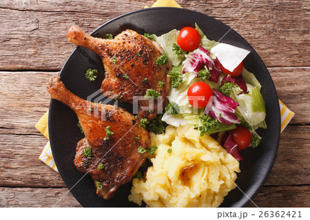 roasted duck leg with mashed potatoes roasted duck leg with mashed potatoes 26362421