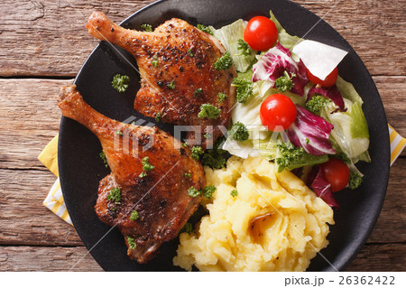 baked duck leg, mashed potatoes baked duck leg, mashed potatoes 26362422