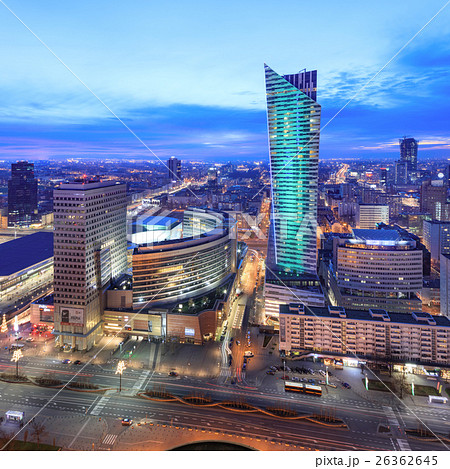 Panorama of modern Warsaw by night 26362645