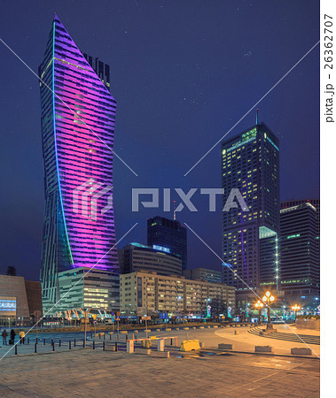 Panorama of modern Warsaw by night 26362707