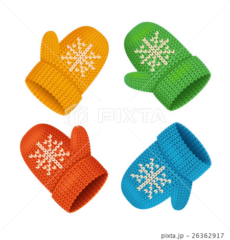 Winter Mittens Colorful Set. Vector 26362917