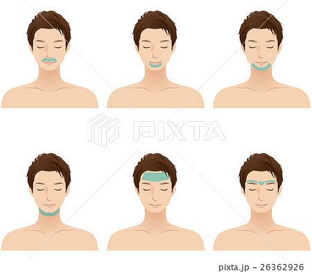 メンズエステ 男性 顔 脱毛箇所のイラスト素材