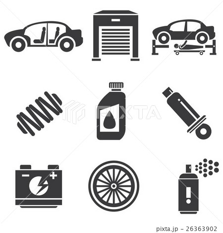 automotive icons, car parts and garage icons 26363902