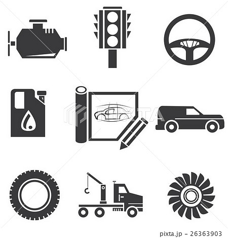 automotive icons, car parts and garage icons 26363903