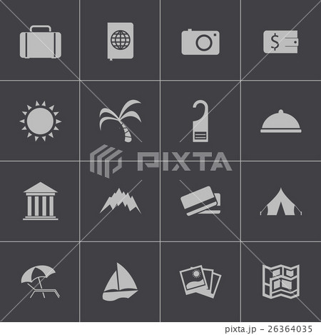 Vector black  travel icons set 26364035