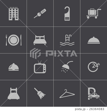 Vector black  hotel icons set 26364083