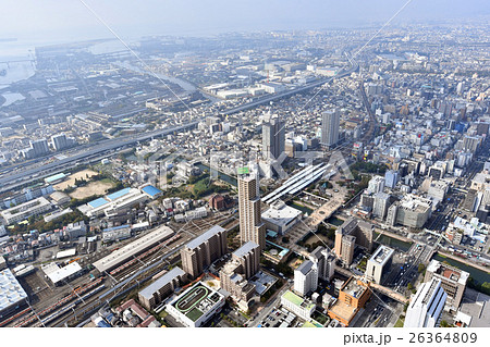 阪神尼崎駅周辺を空撮の写真素材