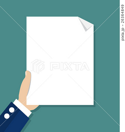 Cartoon businessman hand holding empty blank paperのイラスト素材 [26364849 ...