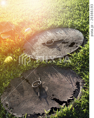 Rusty steel pipe cap Close Rusty steel pipe cap Close 26366193