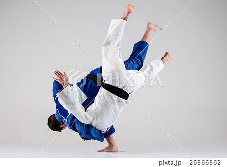 The two judokas fighters fighting men 26366362