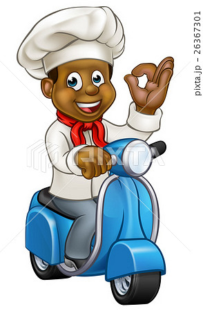 Cartoon Black Delivery Moped Chef Cartoon Black Delivery Moped Chef 26367301