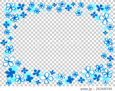 青い花と水玉の背景のイラスト素材