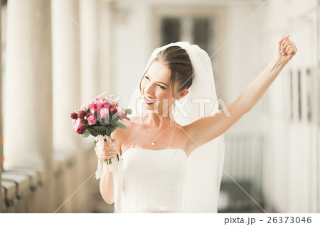 Luxury wedding bride, girl posing and smiling with Luxury wedding bride, girl posing and smiling with 26373046