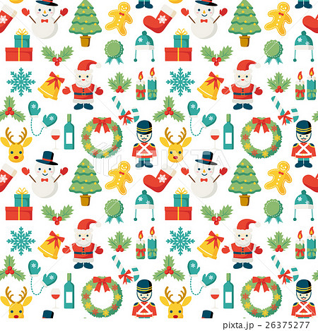 クリスマスのシームレスパターン背景素材のイラスト素材 26375277 Pixta