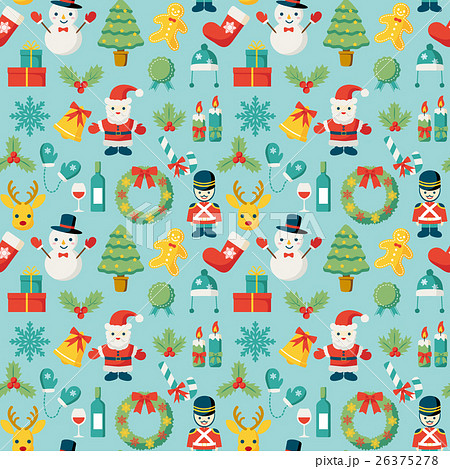 クリスマスのシームレスパターン背景素材のイラスト素材 26375278 Pixta