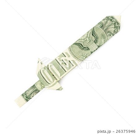 Dollar origami sword isolated 26375946