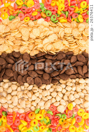 assortment dry cereal for breakfast assortment dry cereal for breakfast 26376411