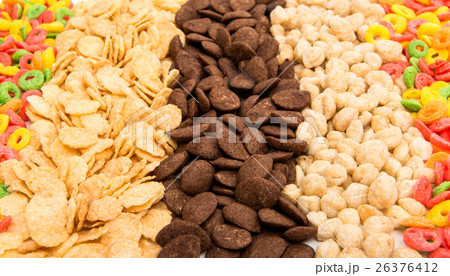 assortment dry cereal for breakfast assortment dry cereal for breakfast 26376412