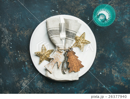 Christmas, New Year holiday table setting over 26377940