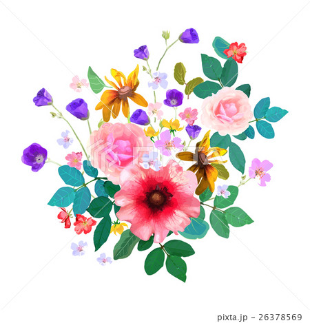 Hand drawn floral bouquet with isolated flowers 26378569