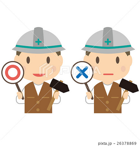 かわいい大工さん 男性 上半身 のイラスト素材