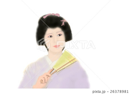 日本髪 着物姿の女性 和風 おもてなしイメージのイラスト素材