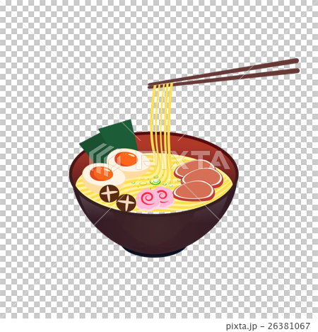 Illustration of a Bowl of Noodles with Chopsticks 26381067