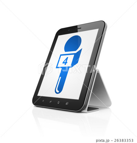News concept: Tablet Computer with Microphone on 26383353