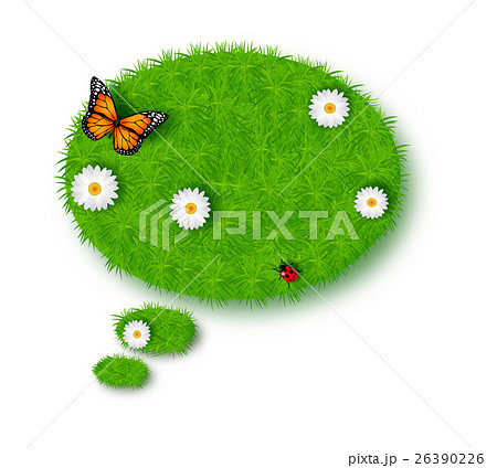Bubble for speech made of green grass 26390226