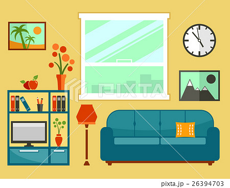 living room interior with furniture 26394703