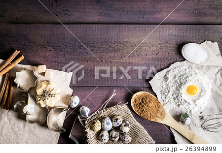Christmas baking wooden background Christmas baking wooden background 26394899